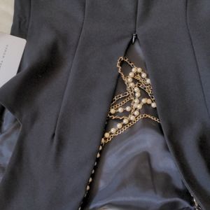 New with tags Zara black dress with pearls sz L